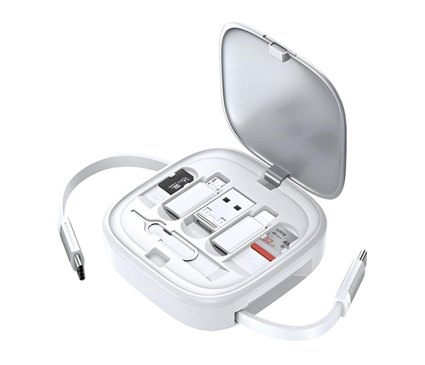 USAMS Kabel rozwijany 3w1 z pudełkiem MicroUSB/USB-C/Lightning 60W - 1490514 - zdjęcie 2